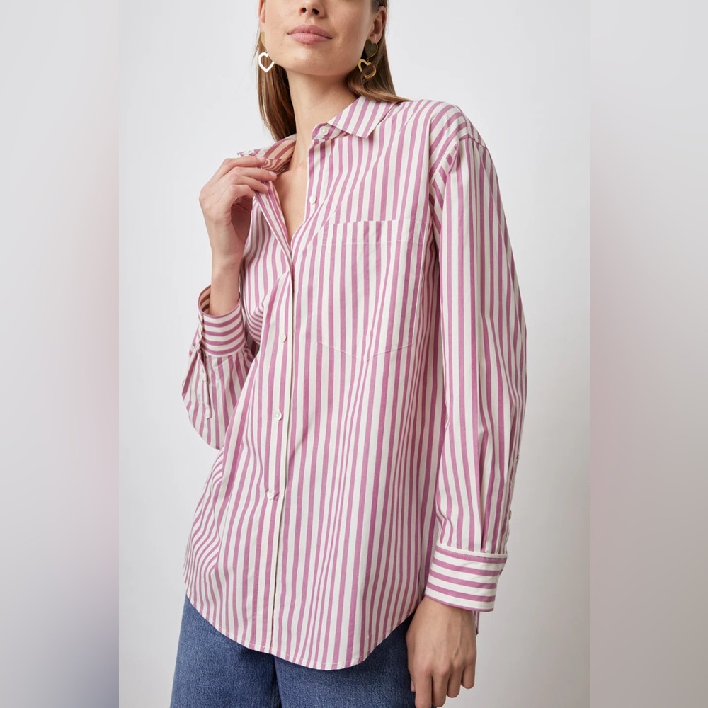 Rails- Arlo Rayon Shirt in Pink/ White Cali Stripe